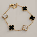 Black / pearl clover bracelet ( dual sides)