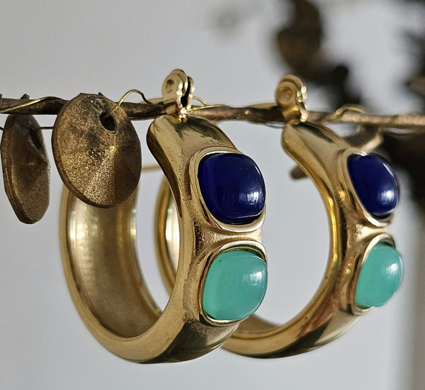 Gold hoops with multi stones