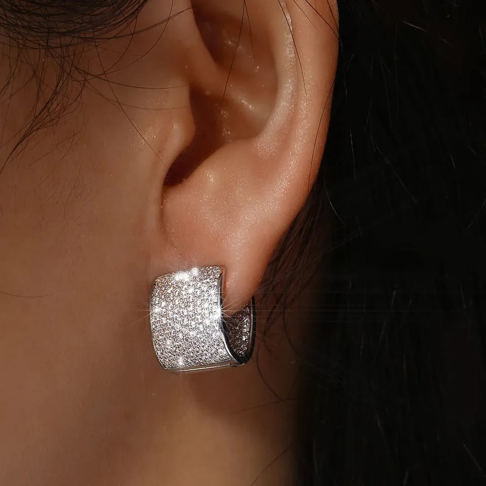 Curve earings with zircons ( in&out)