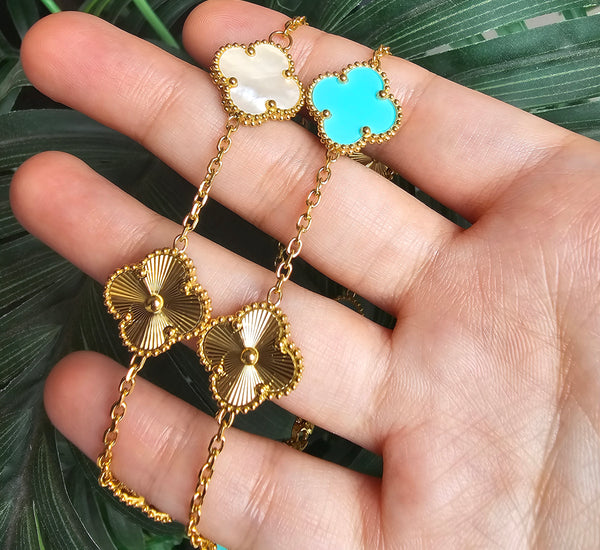 Vancleef teal blue/ gold bracelet - Clauthentic By Wardah