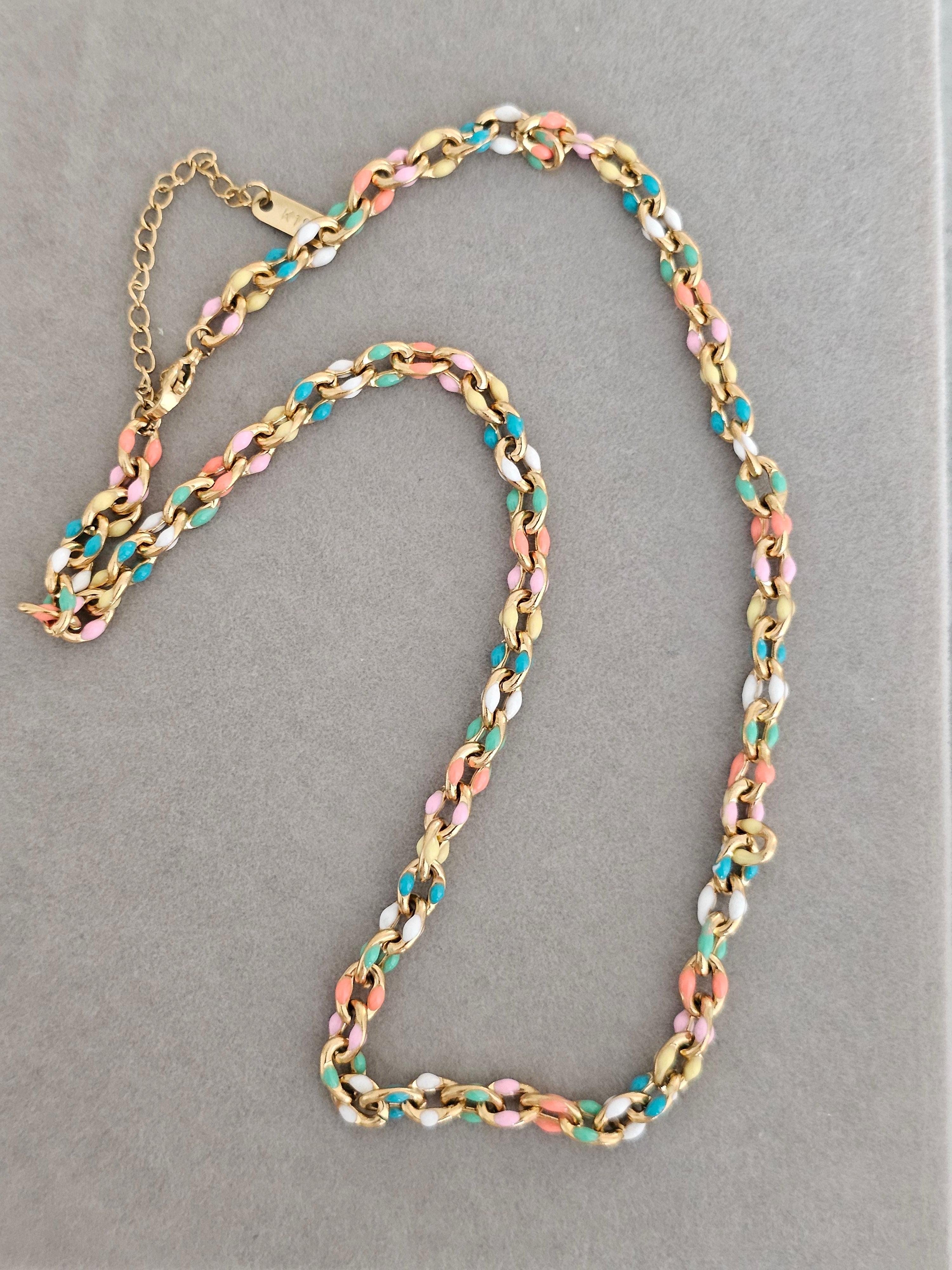 Multicolor link necklace