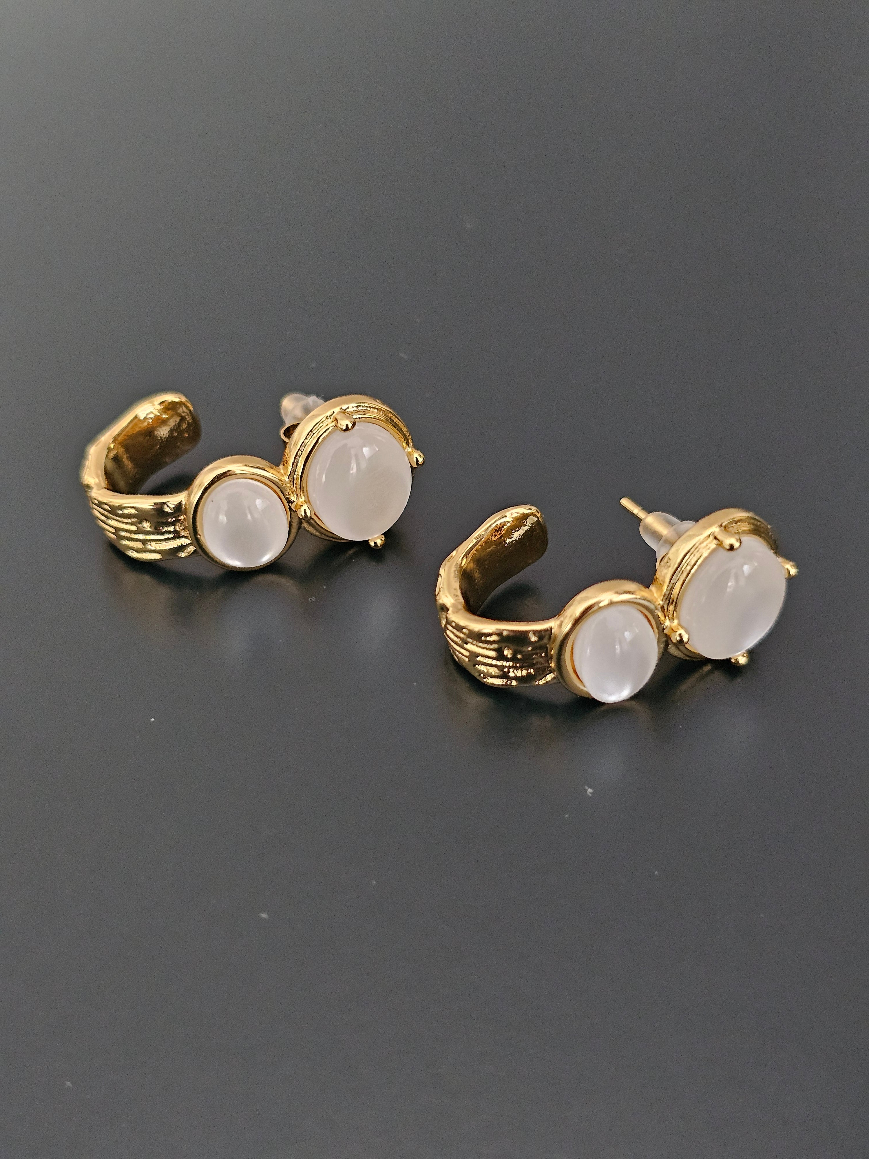 Pearl half hoops