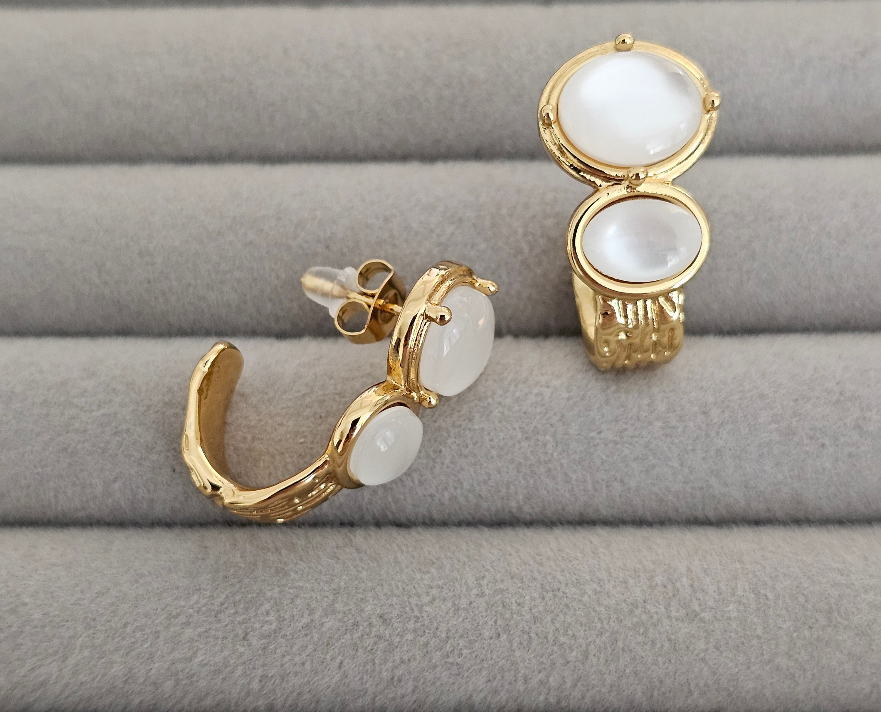 Pearl half hoops