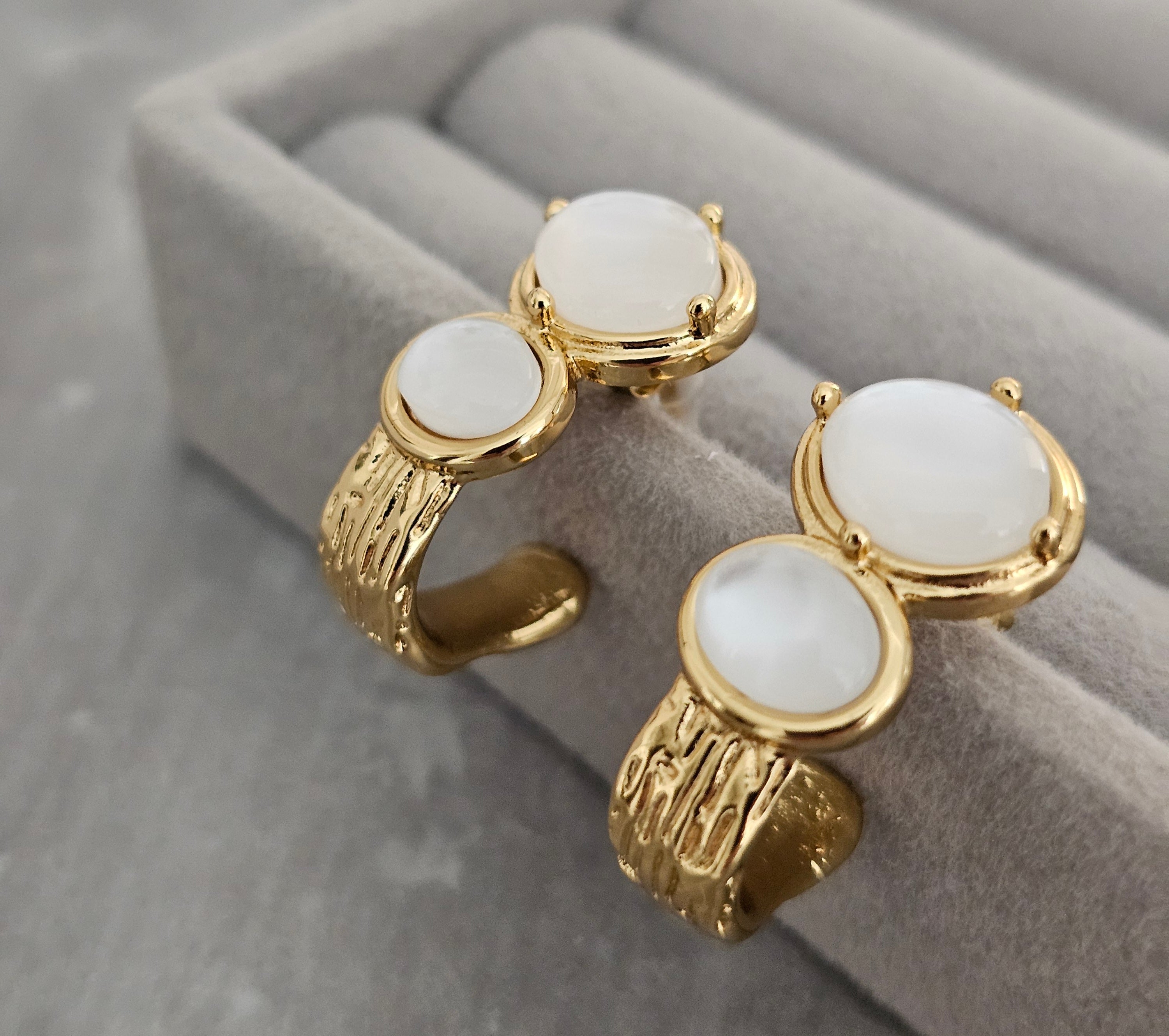 Pearl half hoops