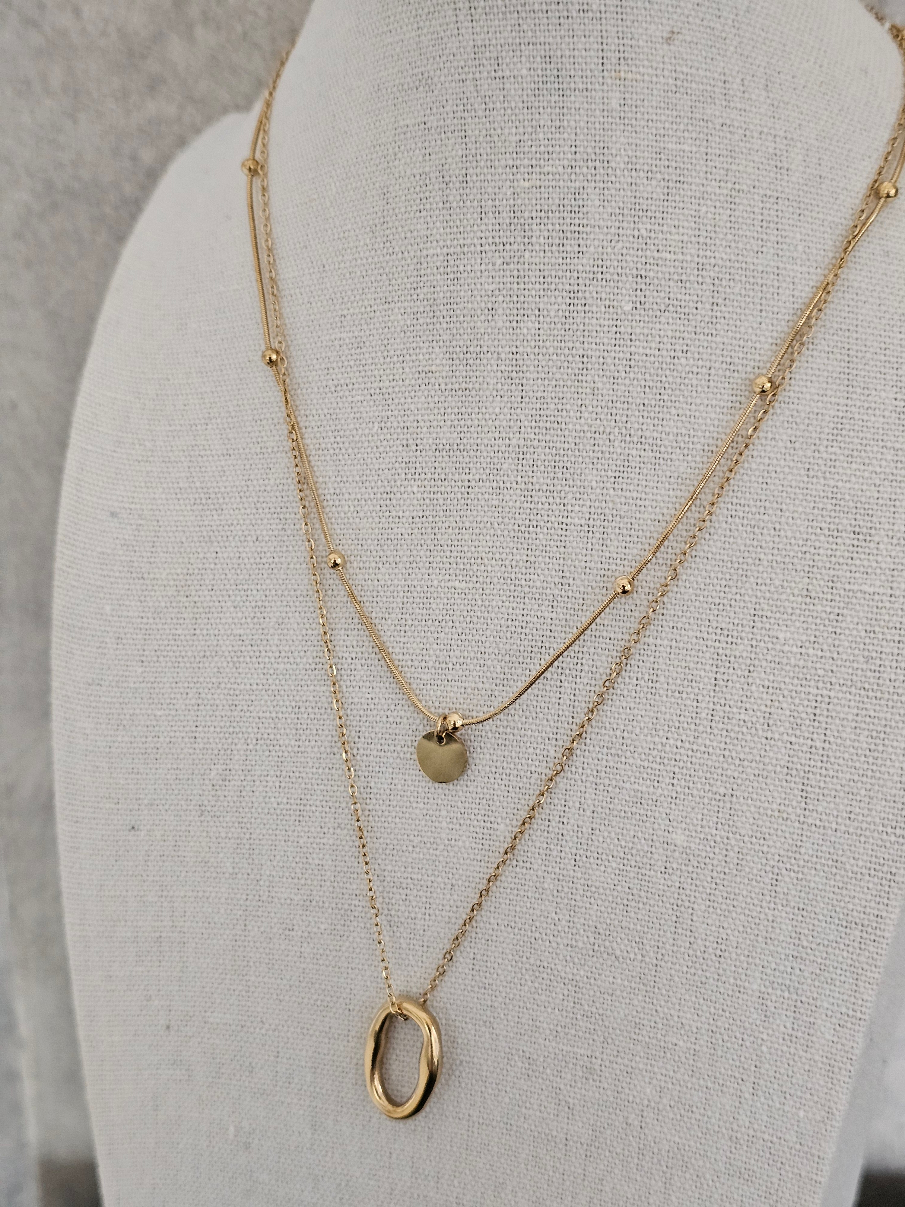Gold necklace with tiny balls