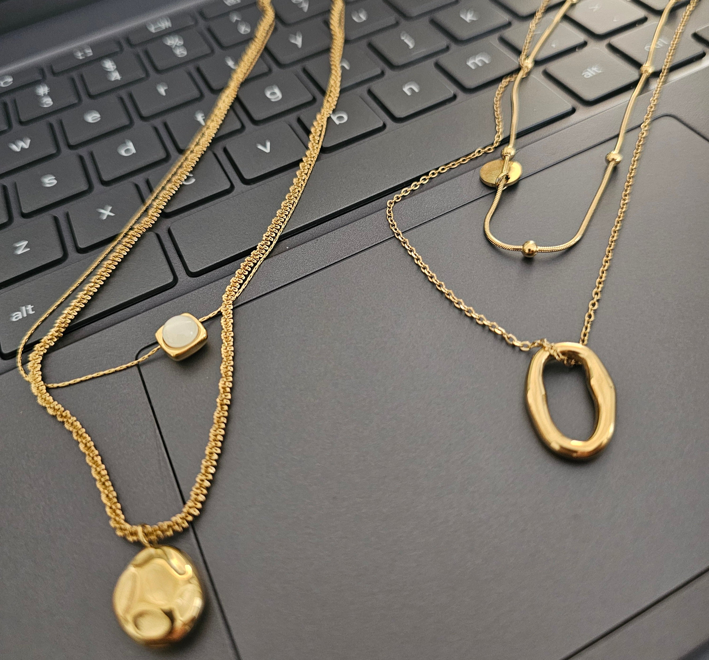 Hammered ball necklace