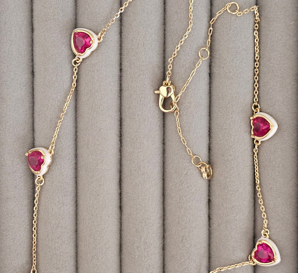 Pink heart necklace