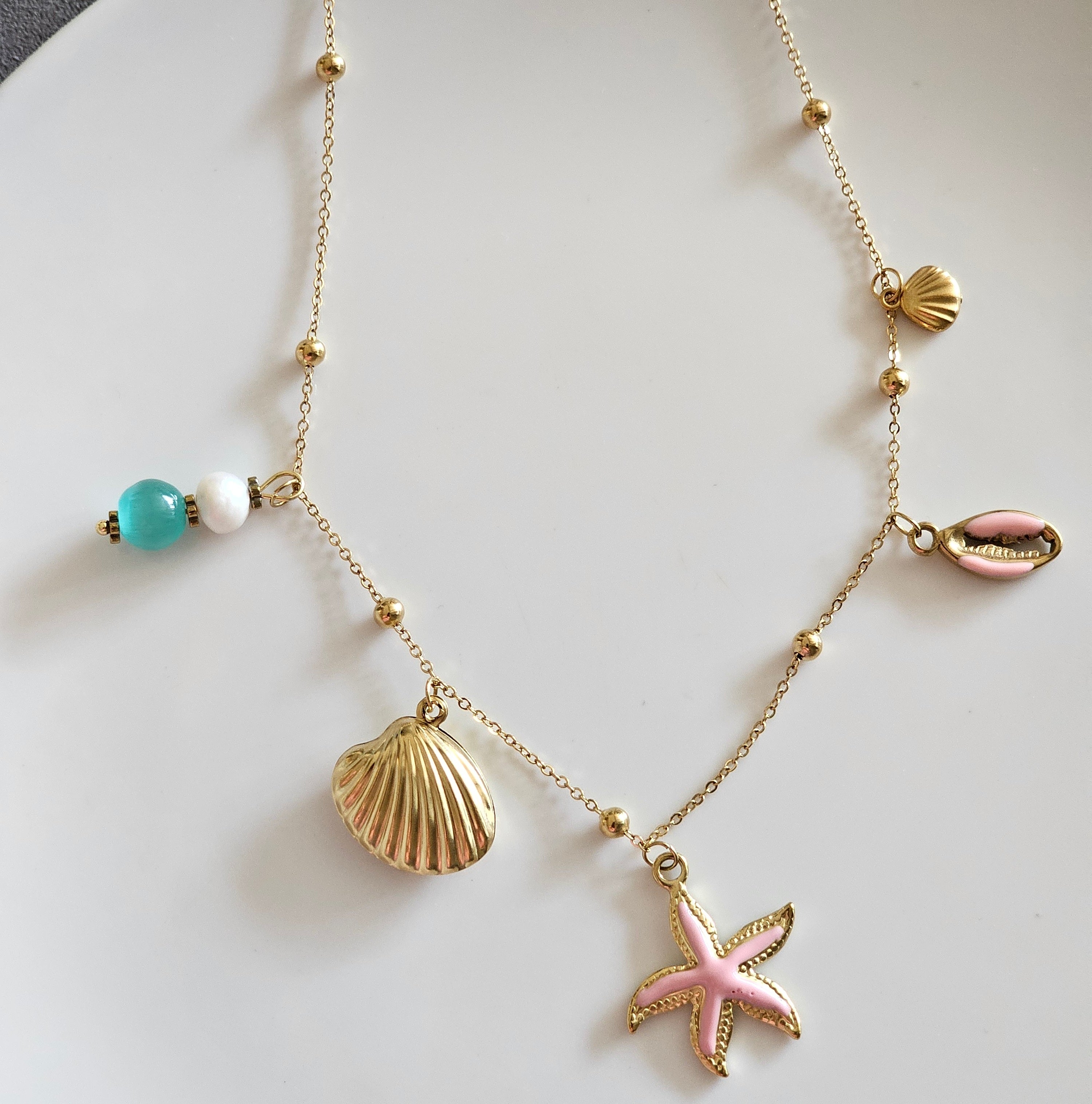 Candy pink shell necklace
