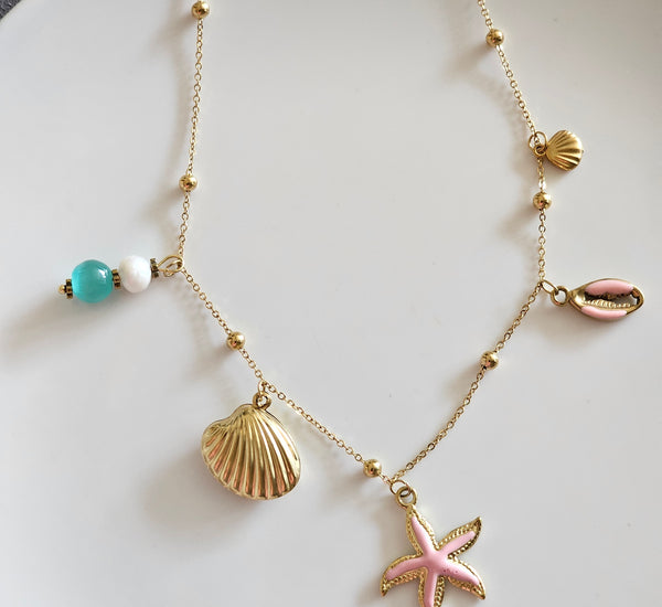 Candy pink shell necklace