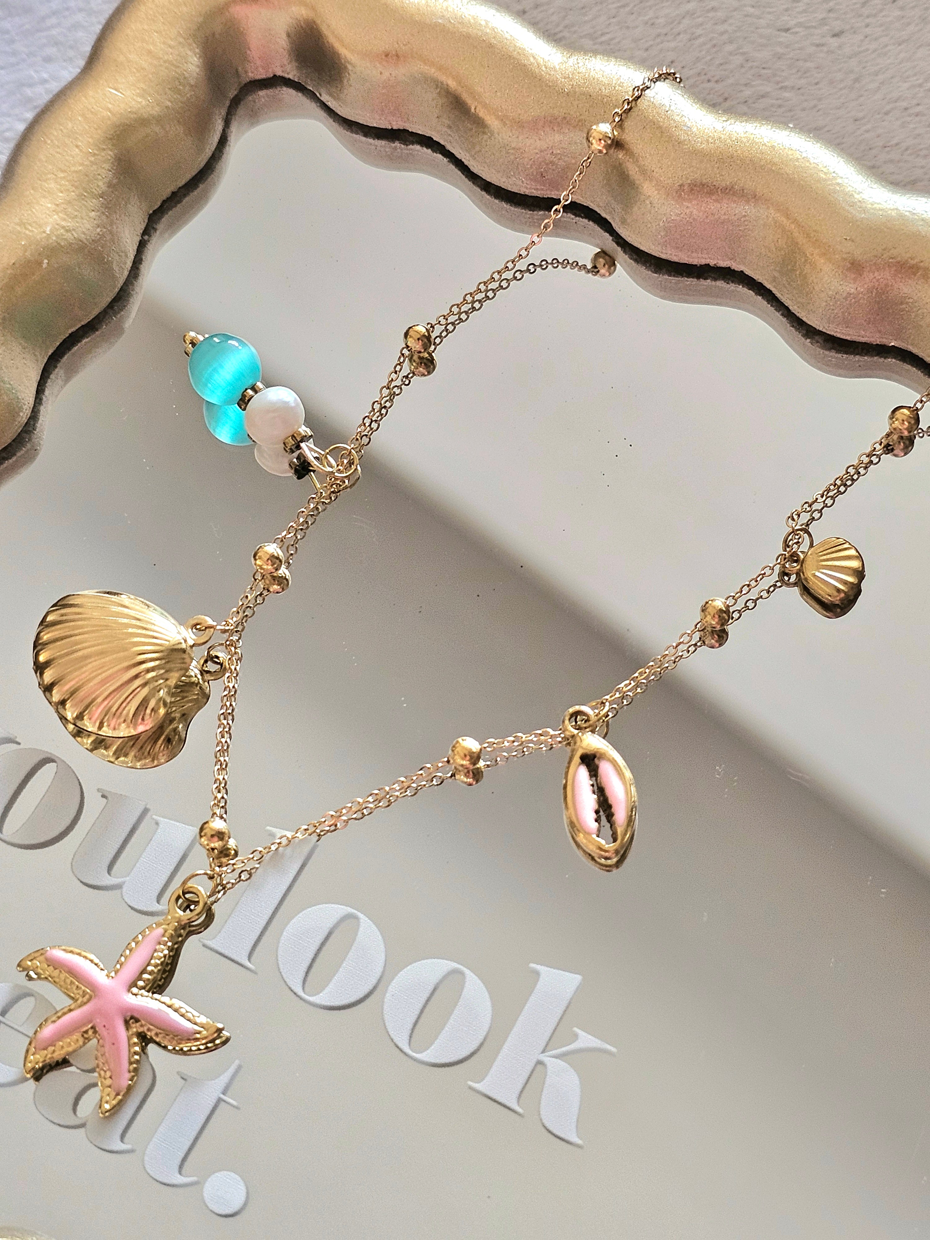 Candy pink shell necklace