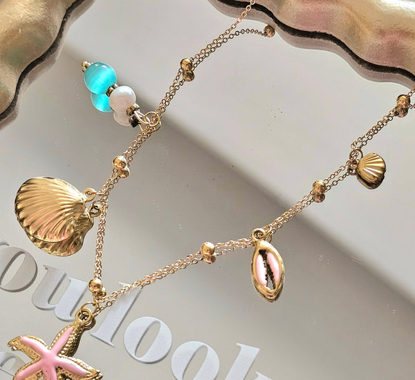 Candy pink shell necklace