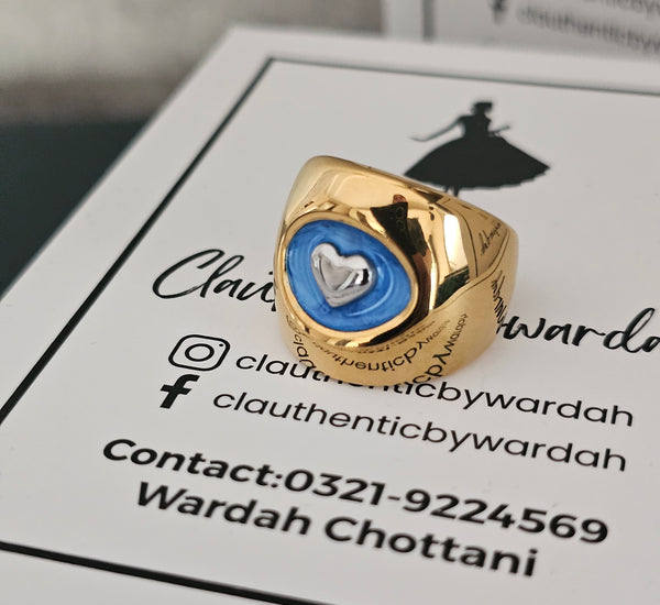 Blue Chunky heart ring