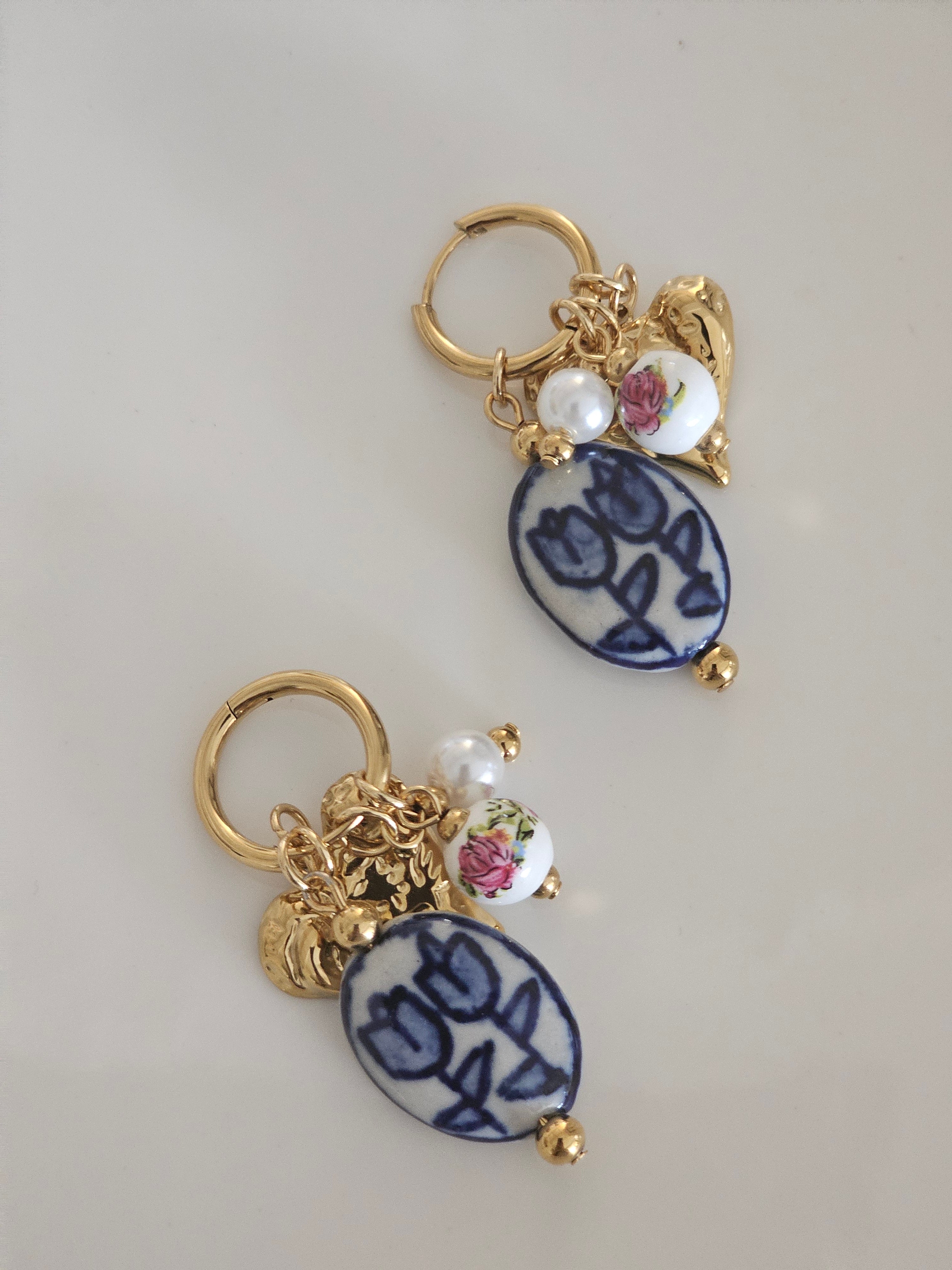 Blue marble earring