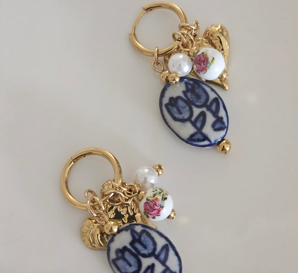 Blue marble earring
