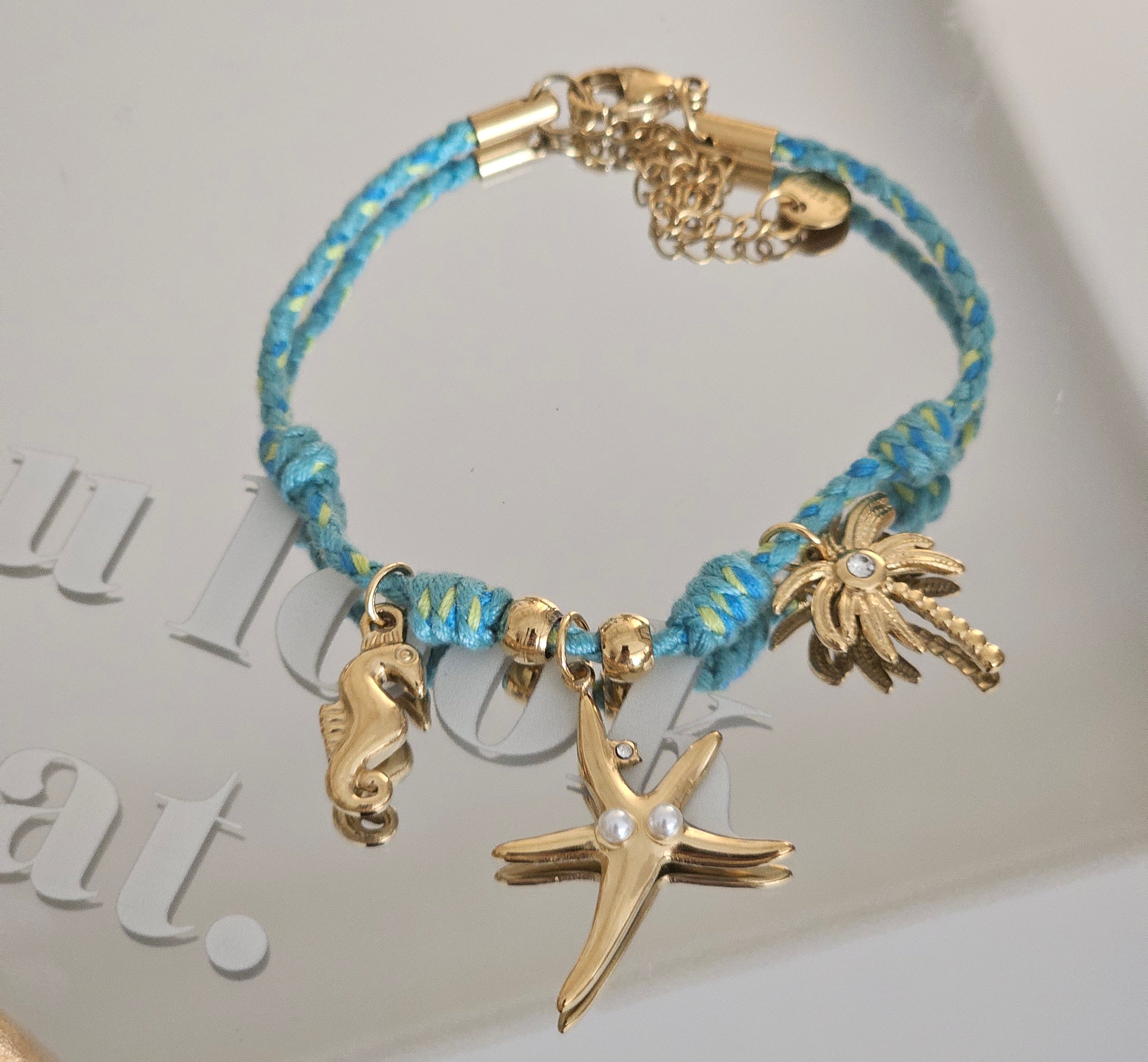Blue thread sea lion bracelet