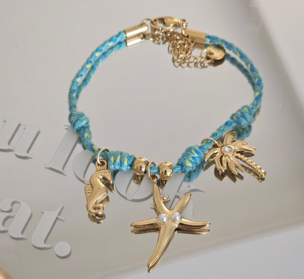 Blue thread sea lion bracelet