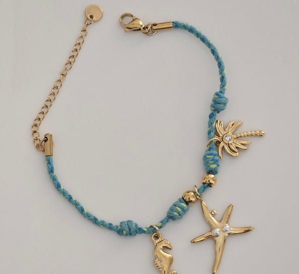Blue thread sea lion bracelet