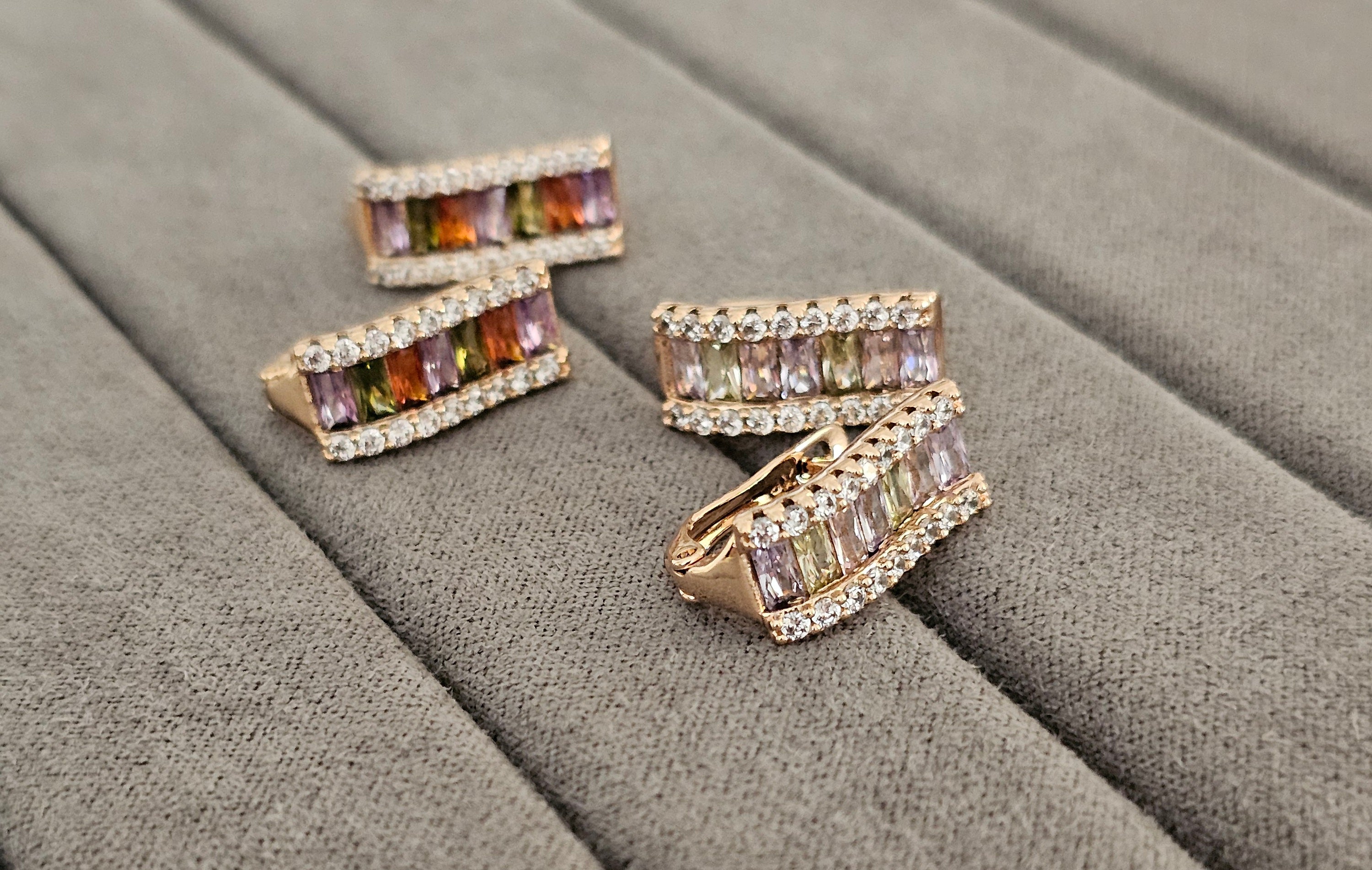 Multicolor half hoops ( cubix zircon)