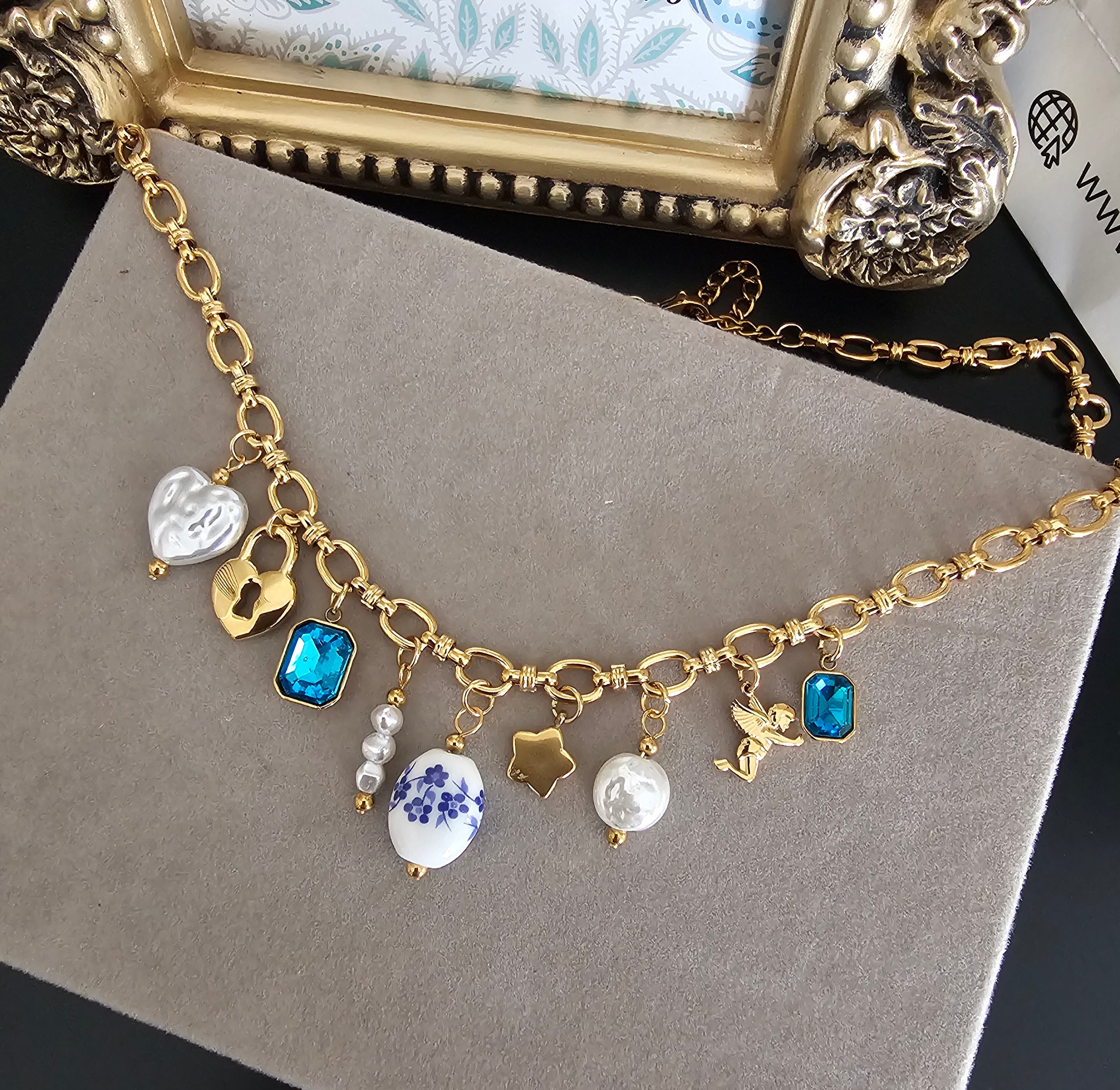 Teal blue Stone Necklace