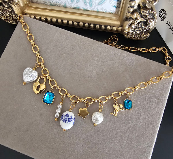 Teal blue Stone Necklace