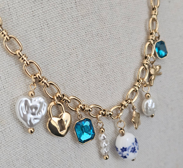 Teal blue Stone Necklace