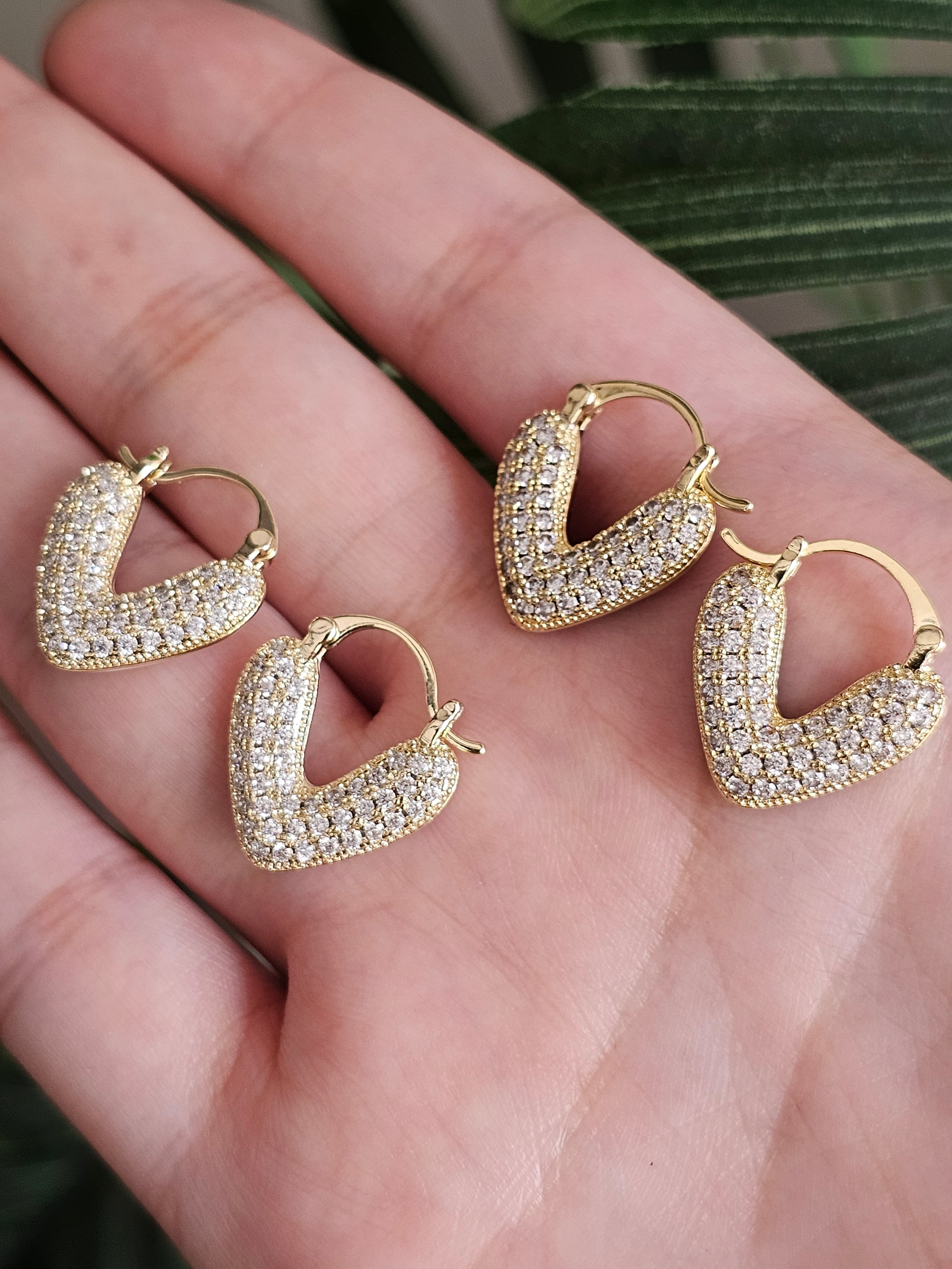 Small V zircon hoops