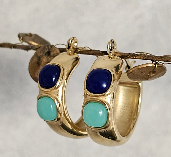 Gold hoops with multi stones