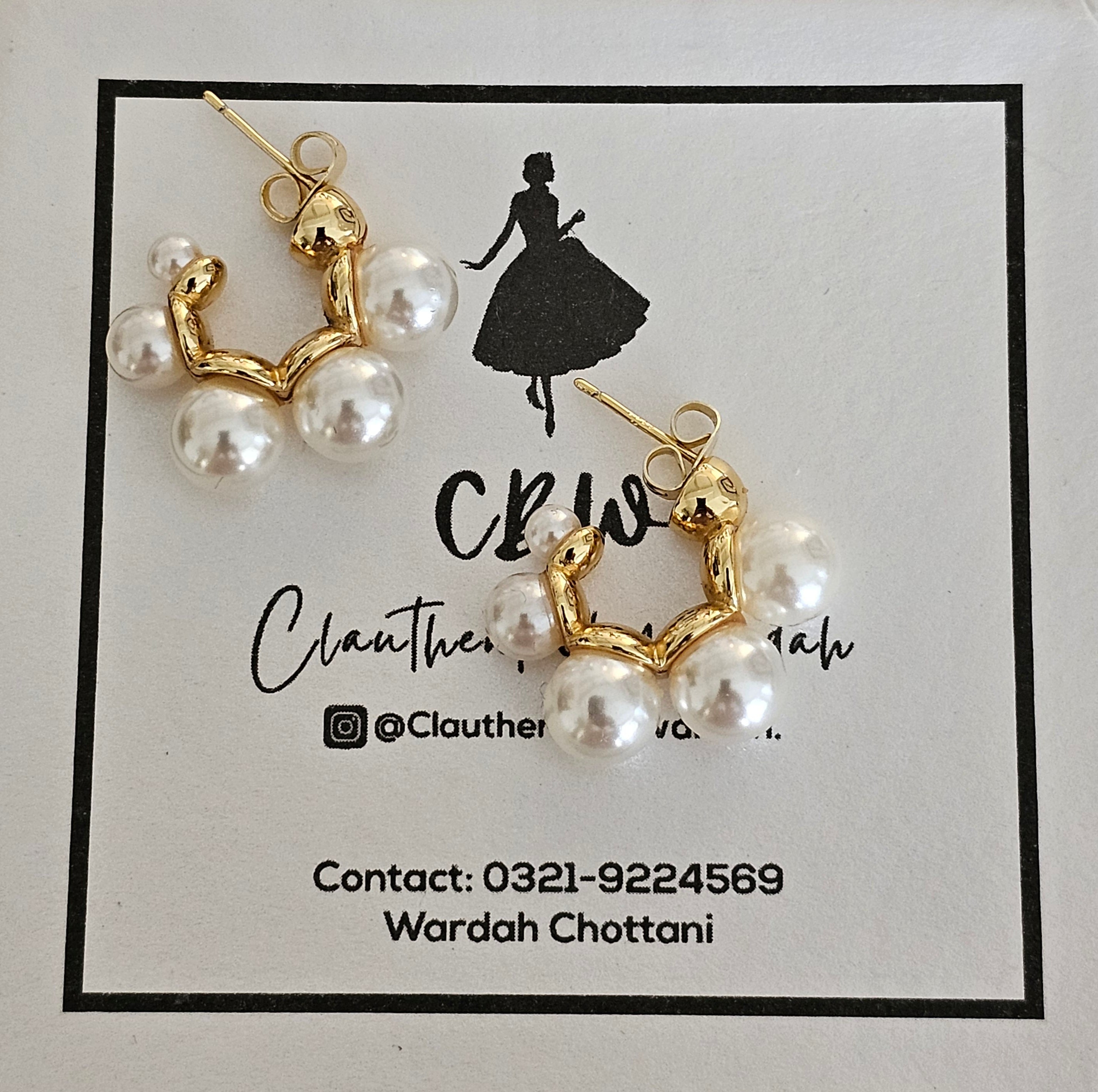 Celine round pearl hoops