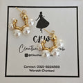 Celine round pearl hoops