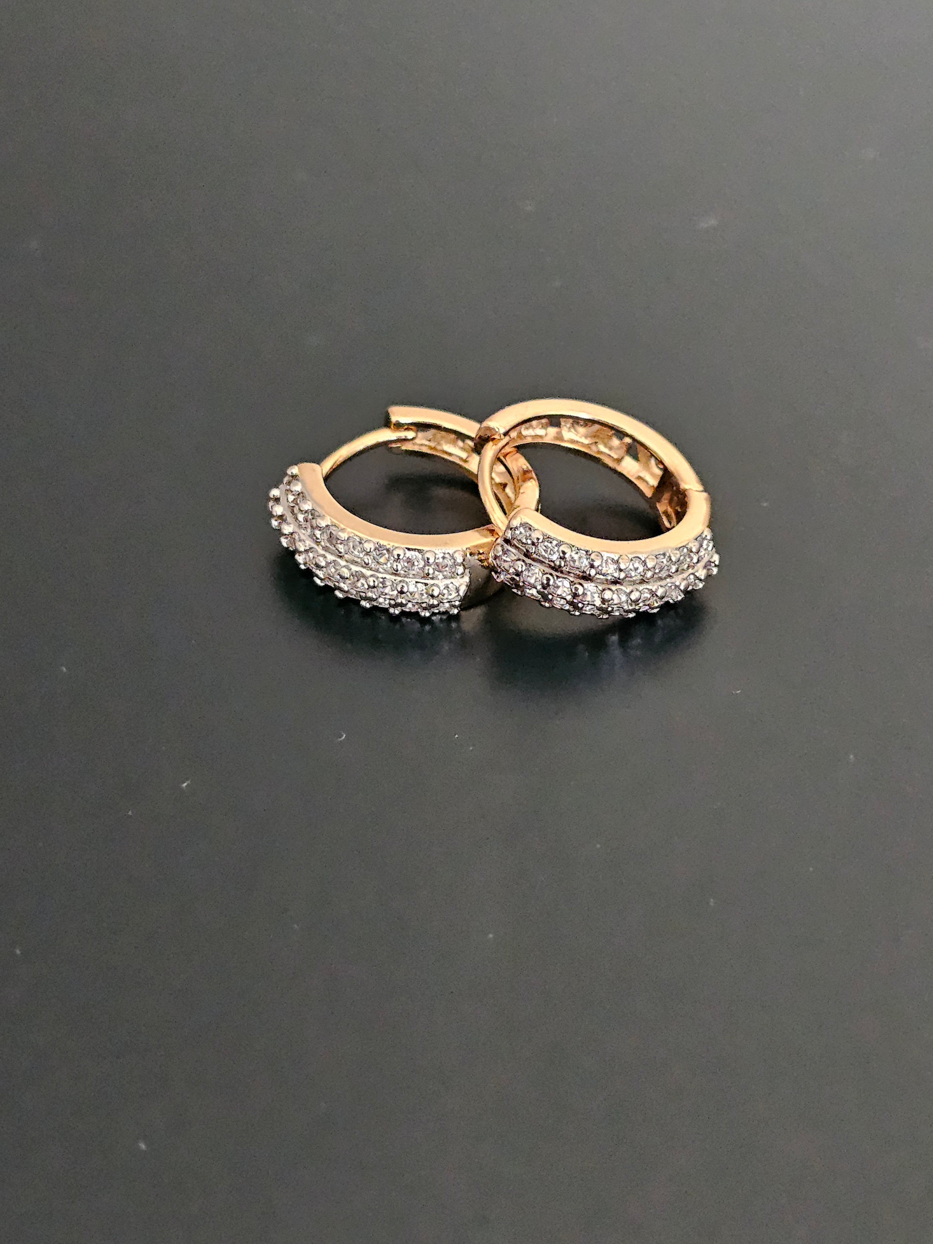 3 lined zircon hoops