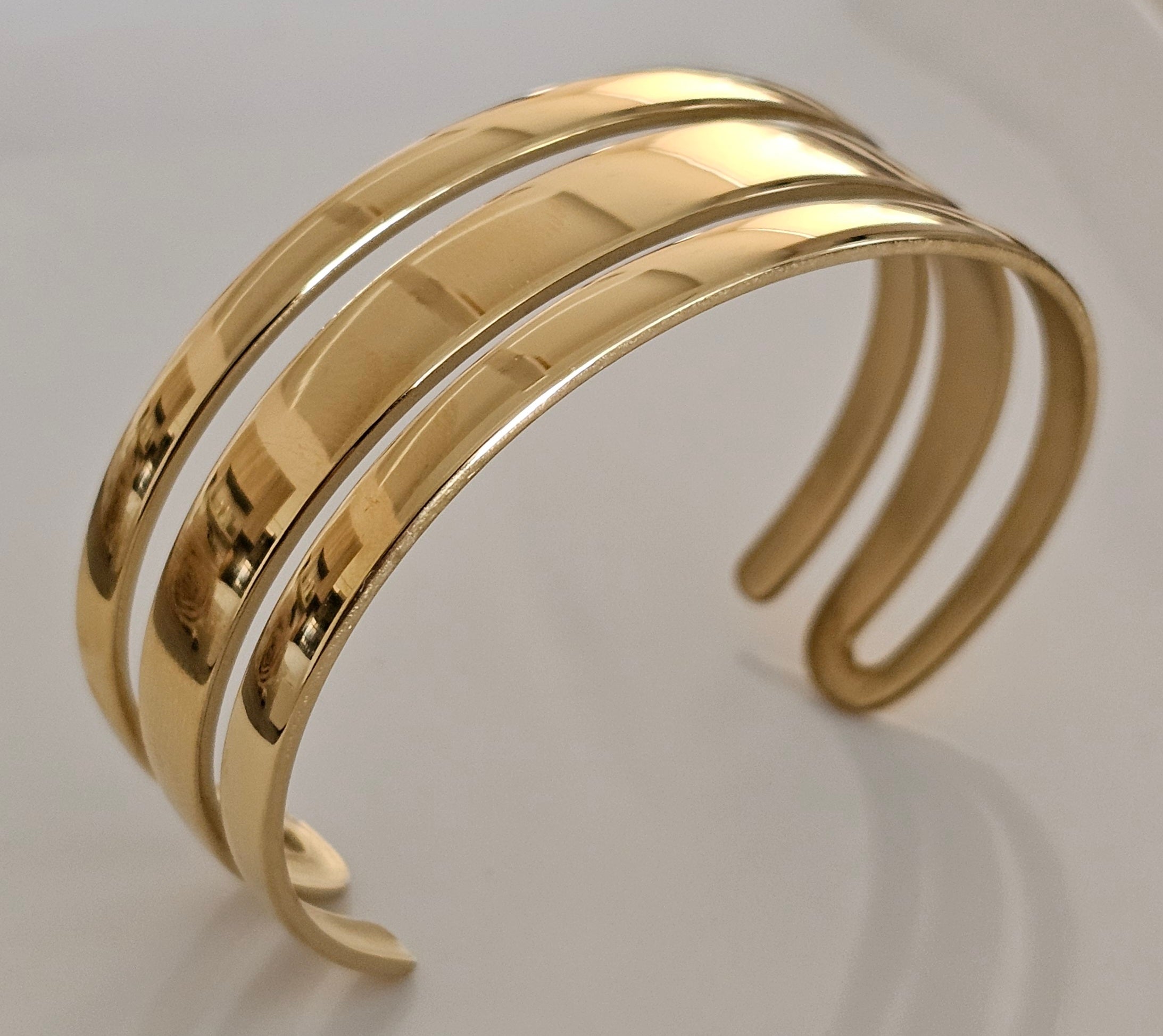 3 lined thick cuff bangle