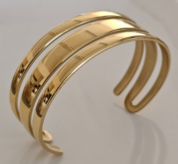 3 lined thick cuff bangle