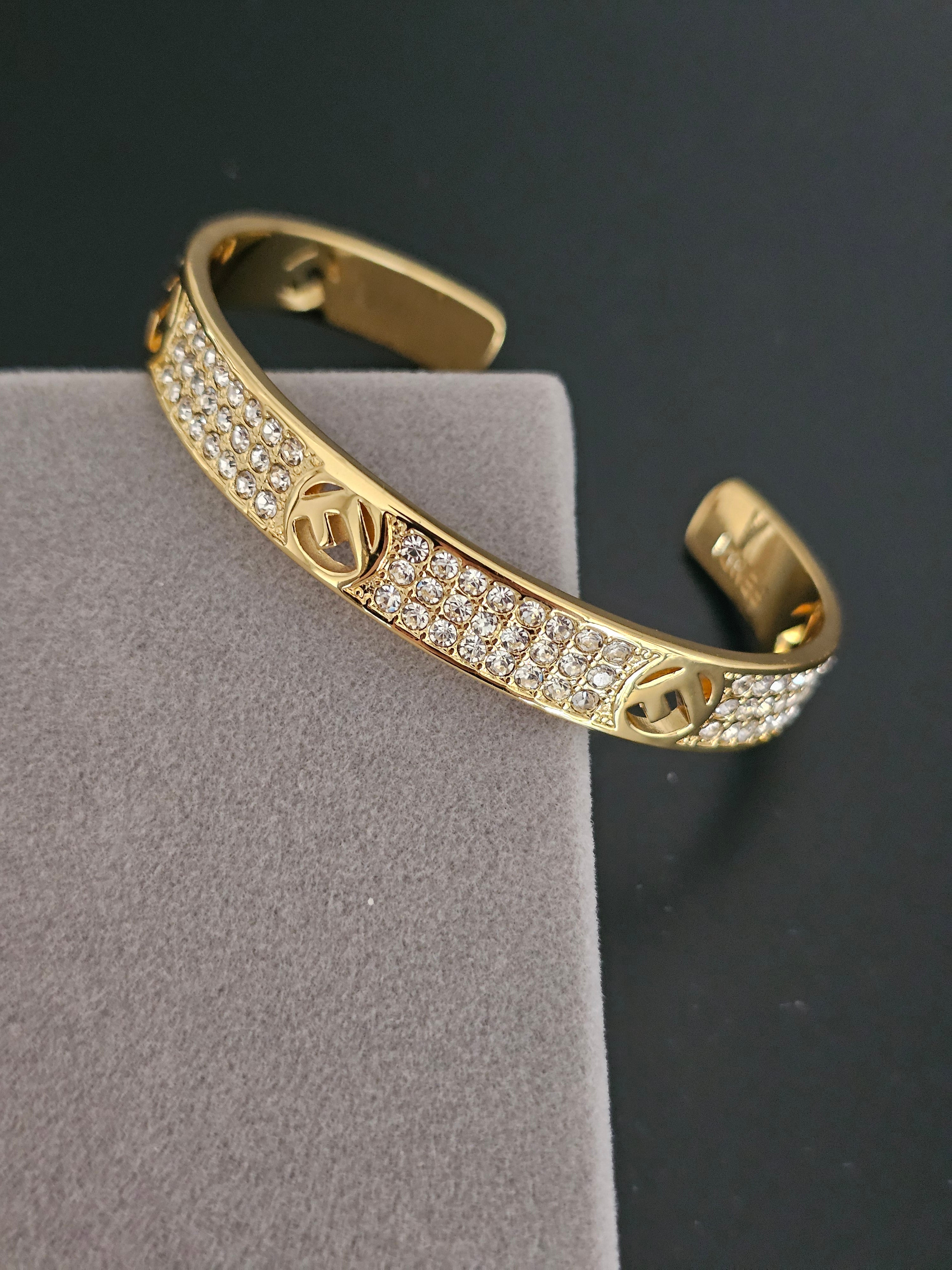 Fendi stone cuff bangle