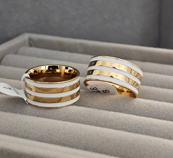 Lv white/gold thick band