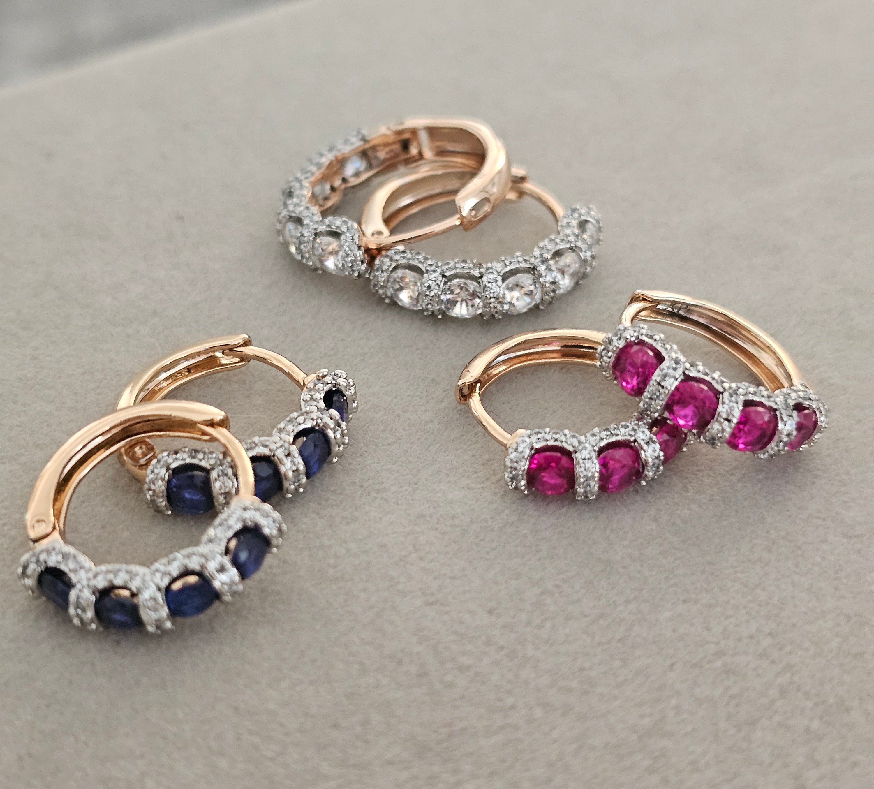 Hoops with colored stones