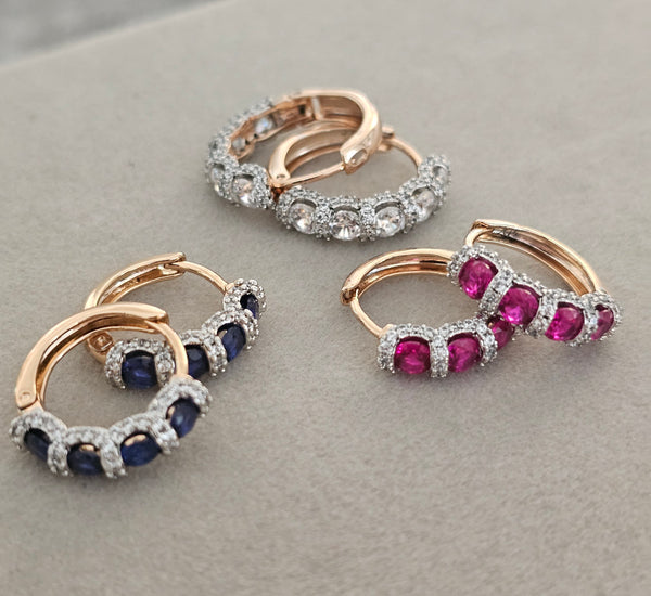 Hoops with colored stones