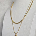 Flat chained 2 lined pearl necklace