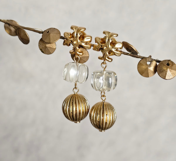 Tory gold/ neutral ball earings