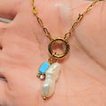 Blue long pearl necklace